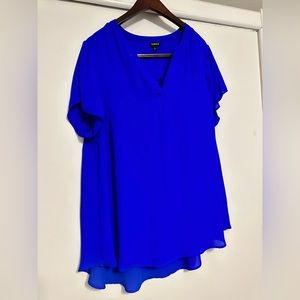 Torrid Size 2 Royal Blue Blouse. V neck, short sleeve.